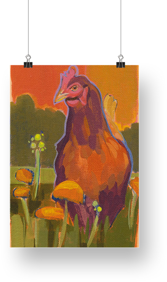 Carte d'art, poulet, 15x20 cm