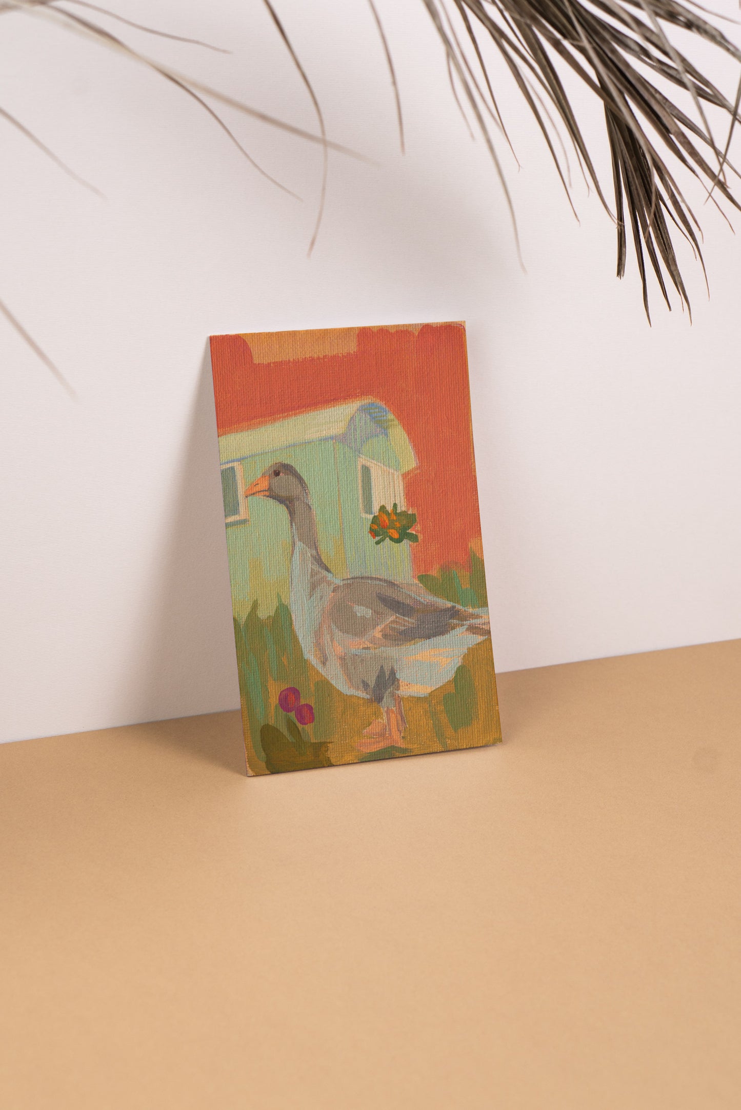 Graugans, Unikat, Malerei, handgemaltes Einzelstück, 10x15 cm, inkl. Bilderrahmen