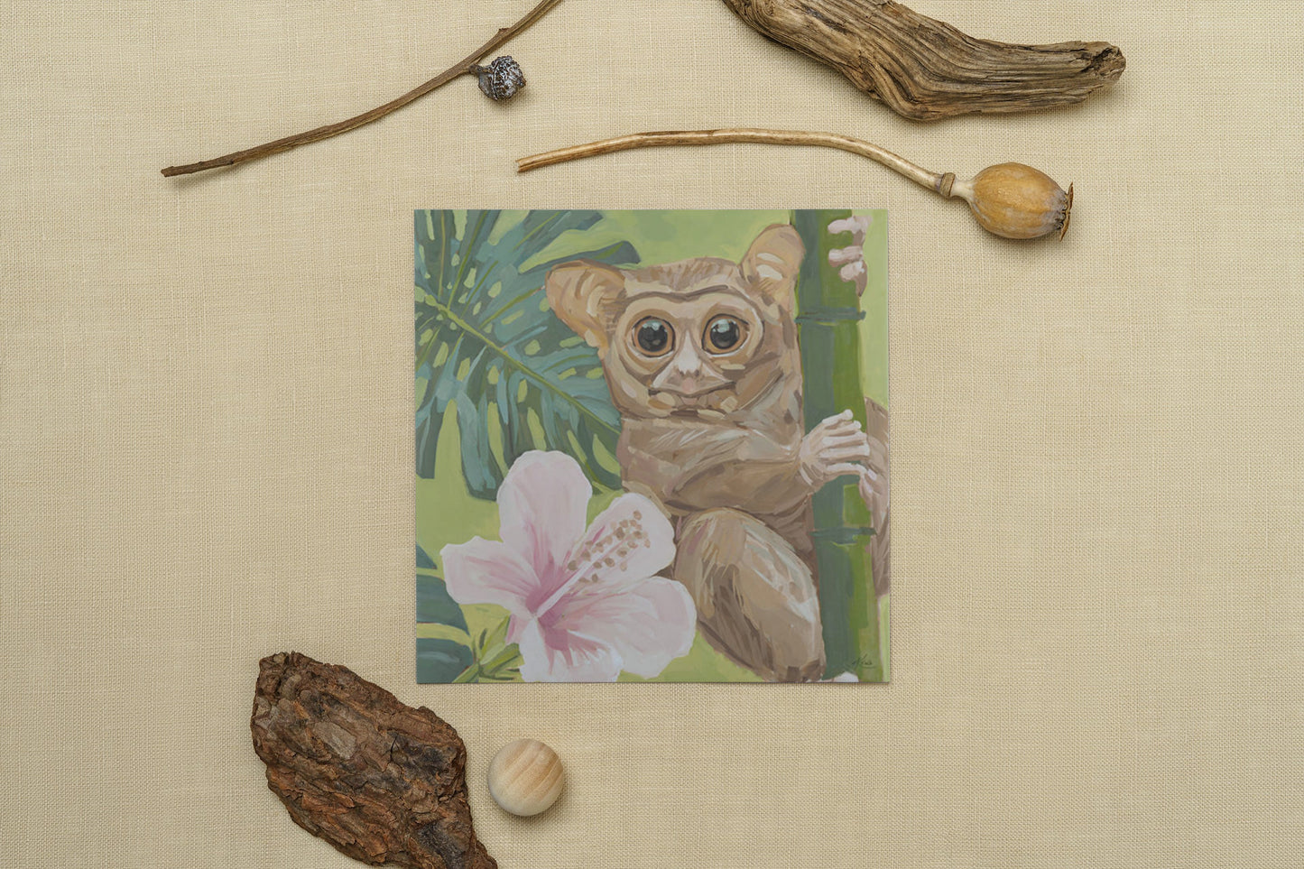 Carte d'art, tarsier Otto, 20x20 cm
