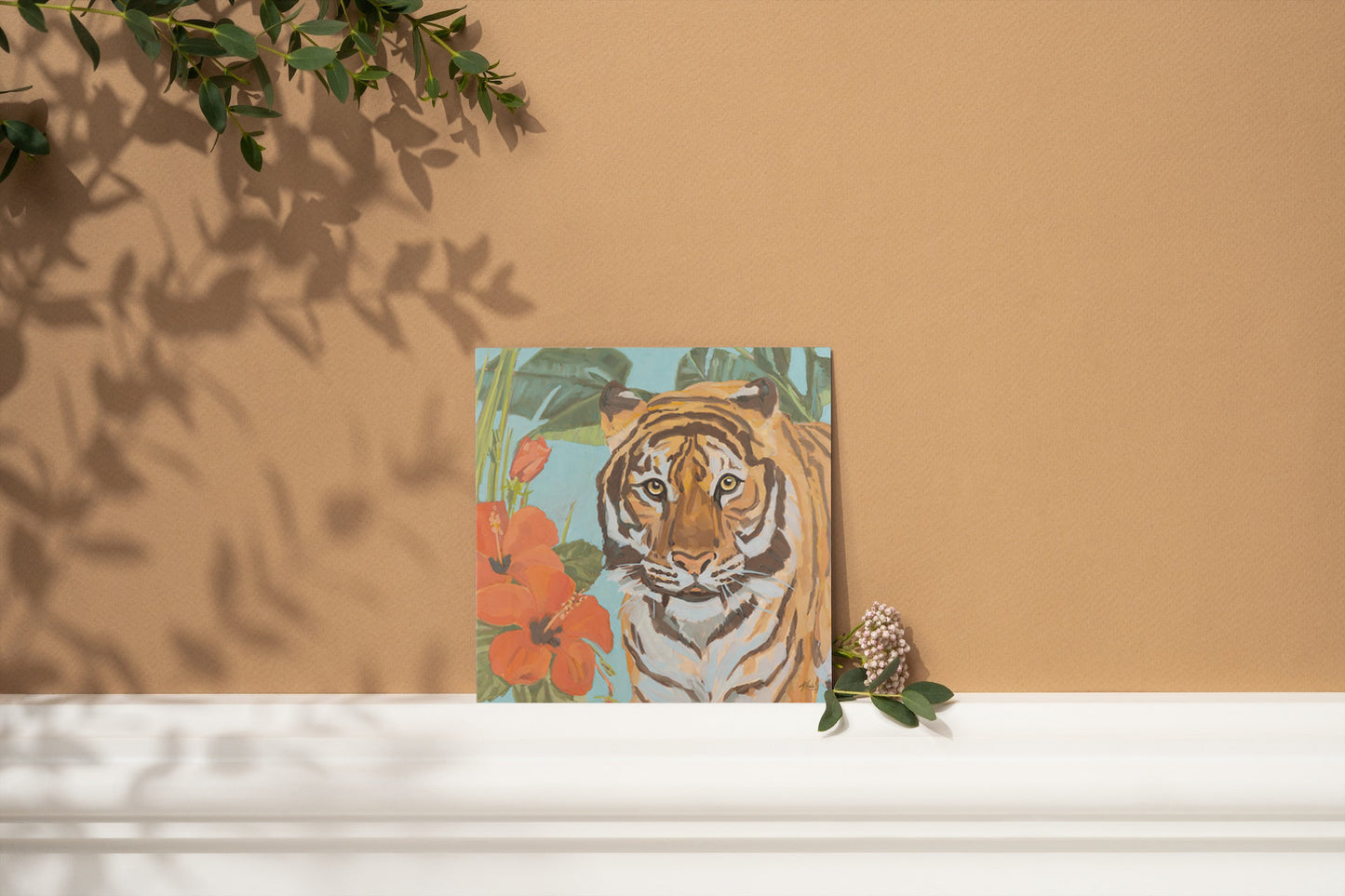 Carte d'art, Tigre de Sumatra Harimau, 20x20 cm